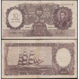 Argentina P-284a Mbc 10 Pesos/10.000 Pesos ND (1969)
