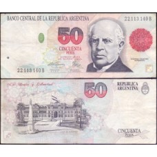 Argentina P-344b Mbc 50 Pesos Convertibles 1993 Domingo Faustino Sarmiento