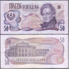 Áustria P-143a Mbc 50 Shilling 1970 Ferdinand Raimund