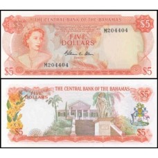 Bahamas P-37b Fe 5 Dollars 1974 Rainha ♛
