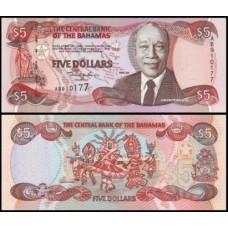 Bahamas P-63b Fe 5 Dollars 2001 Sir Cecil Wallace-Whitfield
