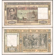 Belgium Bélgica P-126a Mbc 100 Francs 1945