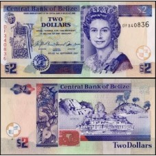 Belize P-66c Fe 2 Dollars 2007 Rainha ♛