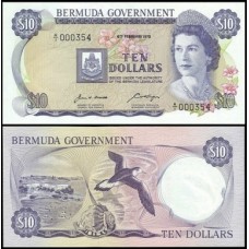 Bermuda P-25a Fe 10 Dollars 1970 Rainha ♛