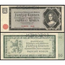 Bohemia & Moravia P-5s Fe 50 Korun 1940 Spécimen