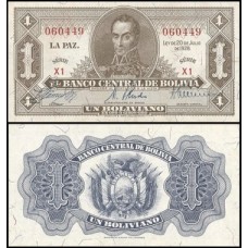 Bolívia P-128a.2 S/Fe 1 Boliviano L.1928 Simón Bolívar