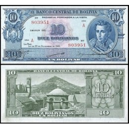 Bolívia P-139b.1 S/Fe 10 Bolivianos 1952