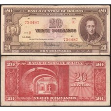 Bolívia P-140a.6 Mbc 20 Bolivianos  L.1945
