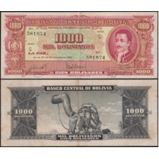 Bolívia P-149a.1 Sob 1.000 Bolivianos L.1945 Pedro Domingo Murillo