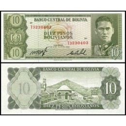 Bolívia P-154a.17 S/Fe 10 Pesos Bolivianos L.1962