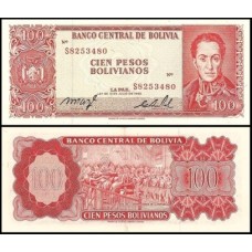 Bolívia P-163a.20 S/Fe 100 Pesos Bolivianos L.1962 