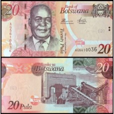 Botswana Botsuana P-31d Fe 20 Pula 2014 Reverendo Motsete