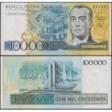 Brasil C-176a Fe 100.000 Cruzeiros 1985 Juscelino Kubitschek Reposição *0003