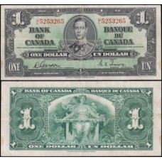 Canadá P-58d Mbc 1 Dollar 1937 Rei Jorge VI