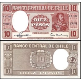 Chile P-120a.2 Fe 10 Pesos = 1 Condor ND (1958) Manuel Bulnes