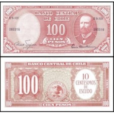 Chile P-127a.1 S/Fe 10 Centesimos on 100 Pesos ND (1960) Arturo Prat