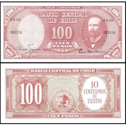 Chile P-127a.1 S/Fe 10 Centesimos on 100 Pesos ND (1960) Arturo Prat