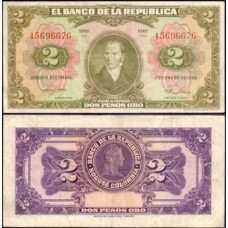 Colômbia P-390d Mbc 2 Pesos Oro 1955
