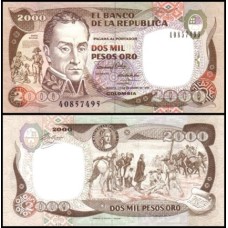 Colômbia P-433c Fe 2.000 Pesos 1990 Simón Bolívar