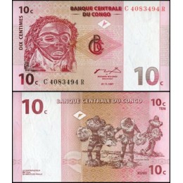Congo Democratic Republic P-82a Fe 10 Centimes 1997