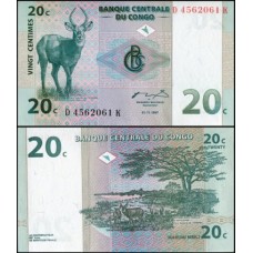 Congo Democratic Republic P-83a Fe 20 Centimes 1997 Congo Democratic Republic P-83a Fe 20 Centimes 1997