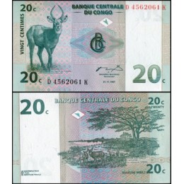 Congo Democratic Republic P-83a Fe 20 Centimes 1997