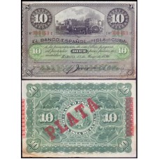 Cuba P-49d.1 Sob 10 Pesos 1896 Cuba P-49d.1 Sob 10 Pesos 1896