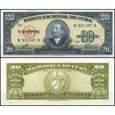 Cuba P-80c S/Fe 20 Pesos 1960 Antonio Maceo Cuba P-80c S/Fe 20 Pesos 1960 Antonio Maceo