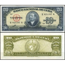 Cuba P-80c S/Fe 20 Pesos 1960 Antonio Maceo