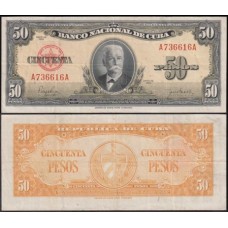 Cuba P-81a Sob 50 Pesos 1950 Cuba P-81a Sob 50 Pesos 1950