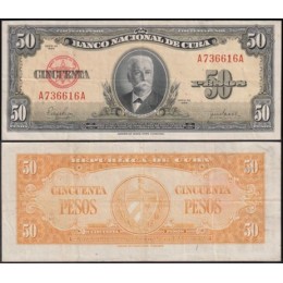 Cuba P-81a Sob 50 Pesos 1950