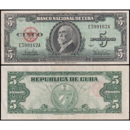 Cuba P-92a Sob 5 Pesos 1960