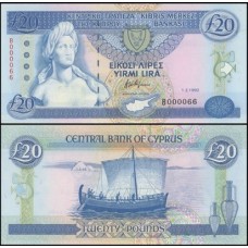 Cyprus Chipre P-56a S/Fe 20 Pounds 1992 Cyprus Chipre P-56a S/Fe 20 Pounds 1992