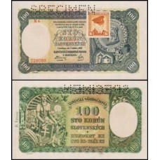 Czechoslovakia Tchecoslováquia P-52s.1 Fe 100 Korun ND (1945) Spécimen