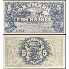 Denmark Dinamarca P-30j Fe 5 Kroner 1943