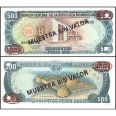 República Dominicana P-137bs.2 Fe 500 Pesos Oro 1994 Spécimen