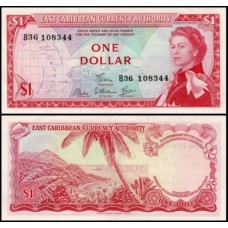 E C S Caribe P-13d.2 Fe 1 Dollar ND (1965) Rainha ♛