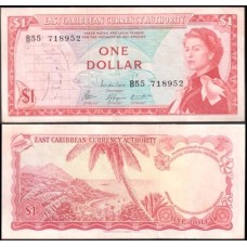 E C S Caribe P-13e Sob 1 Dollar ND (1965) Rainha ♛