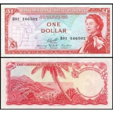E C S Caribe P-13g Fe 1 Dollar ND (1965) Rainha ♛