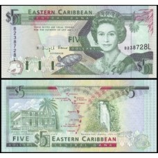 E C S Caribe P-26l Fe 5 Dollars 1993 St. Lucia Rainha ♛