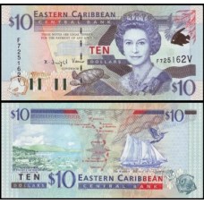 E C S Caribe P-38v Fe 10 Dollars 2000 São Vicente Rainha ♛