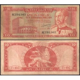 Ethiopia Etiópia P-27a Mbc 10 Dollars ND (1966)