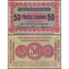 Germany Alemanha P-R121c Sob 50 Kopeken 1916 Ocupação da Lithuania