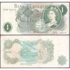 Great Britain Inglaterra P-374e Mbc/S 1 Pound 1966 Rainha ♛
