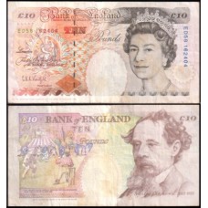 Great Britain Inglaterra P-386a Mbc 10 Pounds 1993 Rainha ♛