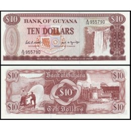 Guyana Guiana P-23d Fe 10 Dollars ND (1989)