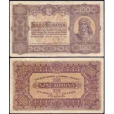Hungary Hungria P-73a Sob 100 Korona 1923 Matias Corvinus