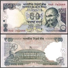 Índia P-104b Fe 50 Rupees 2012 Gandhi Letra L