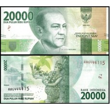 Indonésia P-158a Fe 20.000 Rupiah 2016 Sam Ratulangi