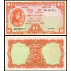 Ireland Republic Irlanda P-63a.6 Fe 10 Shillings 1968 Hazel Lavery